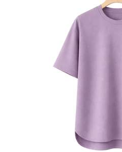 Camiseta Oversize Personalizada Lavanda Empolvada para Hombre, con Dobladillo Curvo, Hombro Caído, Cuello Redondo, Algodón Liso, Estilo Urbano, Verano - Product Image 3