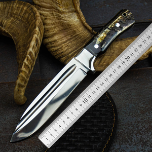 Couteau Bowie utilitaire industriel en acier inoxydable fait main A&M ENTERPRISES, lame fixe, fourreau en cuir, pour l'extérieur - Product Image 6