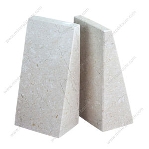 Serre-livres en marbre décoratifs pour livres lourds, vente en gros, décoration moderne pour la maison, pierre naturelle, marbre blanc crème, design gravé - Product Image 4