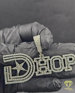 "DHOP " Name Pendant <b>Iced</b> <b>Out</b> Moissanite Diamond Hip Hop <b>Chain</b> Custom Bling Jewelry Gift For Men Women - Product Image 3