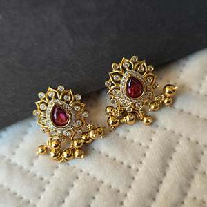 Asscher Cut Stud Earrings-Gold Plated Stainless Steel with Zircon Opal & Pearl - Product Image 3