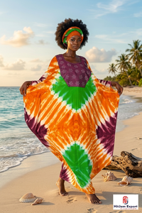 Printed Women <b>Kaftan</b> Dress Beach Cover Up Loose Fit <b>Summer</b> Wear Silk Cotton Rayon Polyester Custom Bulk Manufacturing Supply - Product Image 2