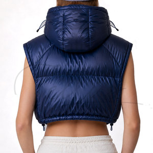 New Arrival Lightweight Waterproof Stand Casual Outerwear Zipper <b>Puffer</b> Vest Fashionable Women's Winter <b>Cropped</b> Sleeveless - Product Image 2
