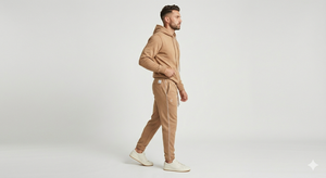 Taupe Solid Summer Tracksuit <b>Jogger</b> Pants Elastic Waist Drawstring Lightweight <b>Polyester</b> Fabric Casual Sport Trousers - Product Image 3
