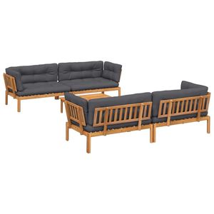 Juego de sofás de palets para patio de 5 piezas de madera maciza de acacia con cojines, muebles duraderos y elegantes - Product Image 2