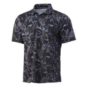 Chemise de pêche à manches courtes pour homme, motif végétal, boutonnée, séchage rapide, UPF 50, polyester, polo - Product Image 1