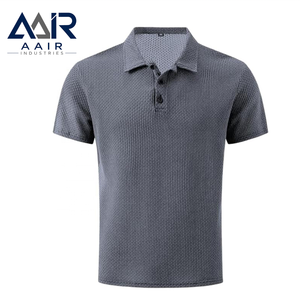 Polo pour homme à texture gaufrée, manches courtes, col boutonné, respirant, séchage rapide, décontracté, pour le golf - Product Image 5