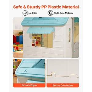 Casa de Juegos 5 en 1 para Exteriores, Puerta Práctica, Tobogán para Niños Pequeños, Juego de Imitación, Aro de Baloncesto, Lanzamiento de Anillos, Bordes Lisos, Plástico de Polipropileno para - Product Image 4