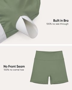 Ensemble de yoga dos nageur à col carré, taille haute, sans couture, vert uni, 2 pièces, short et haut sans manches, respirant, en Spandex/Nylon, tenue d'entraînement - Product Image 2