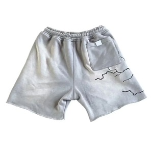 Pantalones cortos informales con estampado de grietas en gris para hombre, con cordón en la cintura y bolsillos, pantalones cortos de punto transpirables con patrón geométrico - Product Image 4
