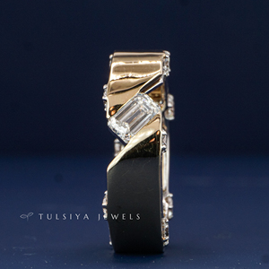 Bague en or massif 14 carats de qualité supérieure avec diamant de laboratoire pour homme, design classique moderne, alliance avec diamant de laboratoire de haute qualité - Product Image 6