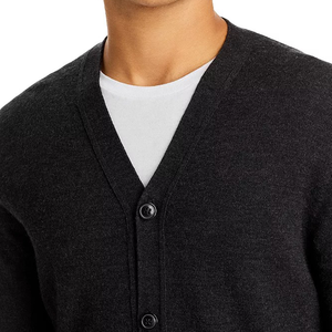 Cárdigan de algodón negro para hombre, cuello redondo, manga larga, color liso, antipilling, con bolsillo frontal, para otoño, corte regular, ¡Gran Venta! - Product Image 2
