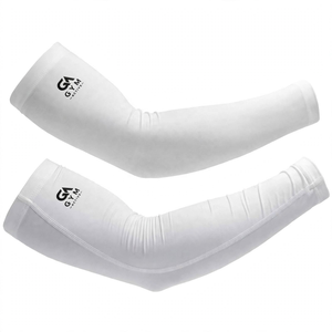 Manches de compression pour hommes GYM ACTIVE, blanches, longueur coude, UPF50+, polyester, légères, séchage rapide, respirantes, pour la gym, toutes saisons - Product Image 5