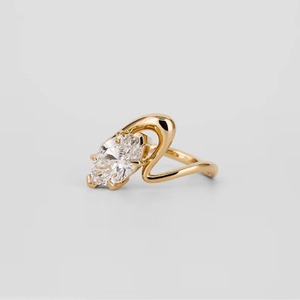 Anillo de Compromiso Minimalista con Diamante Cultivado en Laboratorio de Corte Marquesa de 1.51 CT, Oro Amarillo de 14K, Engaste de Garras, Ondas de 1.8 MM, Certificado IGI - Product Image 3