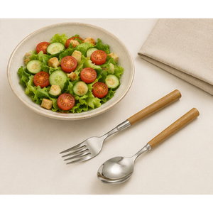 Juego de cubiertos de lujo de acero inoxidable con mangos de madera natural, juego de cubiertos de madera para comidas elegantes y restaurantes a precio económico. - Product Image 4
