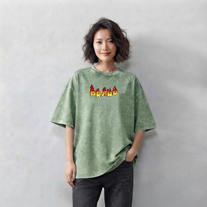 T-shirt pour femme en coton 100% de haute qualité, col rond, logo imprimé personnalisé, écologique, vêtement décontracté d'été, coupe ample, tee-shirt pour femme - Product Image 4