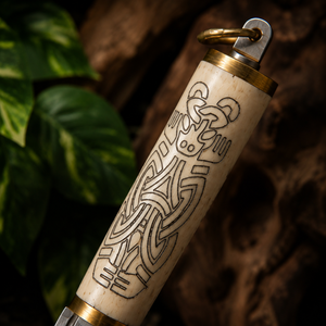 Couteau Viking artisanal, lame en acier carbone nordique, manche en os, étui en cuir, couteau Viking pour l'extérieur - Product Image 4