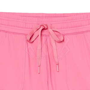 Women's Pink Casual Cotton Shorts <b>Elastic</b> <b>Waist</b> Quick Dry Solid Color Athletic Training Shorts - Product Image 2