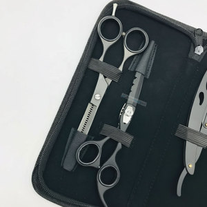 Tijeras de Barbero Profesionales Negras Mate Más Vendidas, Peine de Afeitar de Acero Inoxidable Sostenible con Etiqueta Privada Personalizada para Uso Estético - Product Image 3