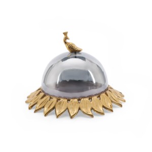Cúpula Decorativa de Metal para Pastel con Perilla de Pavo Real y Hoja Dorada, Campana para Servir, para Decoración de Mesa en Hogares y Hoteles, Bodas - Product Image 1