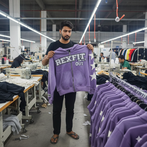 Fabricante de Ropa para Hombre, Sudadera con Capucha y Cremallera, Estilo Urbano, Bordado Desgastado, Felpa Francesa Gruesa, Efecto Desteñido por el Sol - Product Image 6