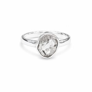 Anillo Minimalista de Cuarzo Herkimer Natural, Plata 925, Hecho a Mano, Cuarzo Crudo Solitario, Joyería Fina, Mayorista - Product Image 1