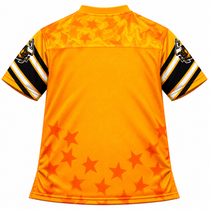 Maillot de football américain personnalisé sublimé, col en V, manches courtes, logo cheval orange, maille respirante, vêtements unisexes pour adultes - Product Image 2