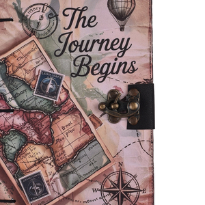 Diario de Papel Hecho a Mano con Temática de Viajes Vintage, Tamaño A5, 100 Páginas |   Cuaderno Ecológico con Cierre de Candado, Cuaderno de Papel Premium - Product Image 2