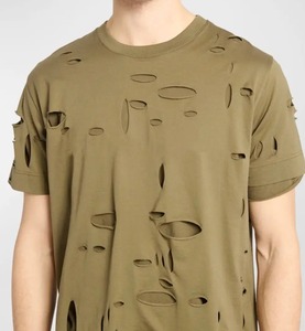 เสื้อยืดแขนสั้นสีเขียวมะกอกสำหรับผู้ชาย คอกลม ทรงปกติ ผ้าถัก 100% ผ้าฝ้าย ด้านหน้าลำลอง ระบายอากาศได้ดี สไตล์สตรีท สีพื้น - Product Image 6