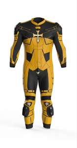 Traje de cuero prémium para hombre, mono de moto de una pieza para carreras con protectores, ideal para el día de pista, con joroba - Product Image 1