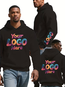 Regular Fit 100% Cotton Fleece Men's Hoodie Thin Hooded Eco-Friendly Cartoon Print Personalized Customizable 3-Area Print Chest - Product Image 2