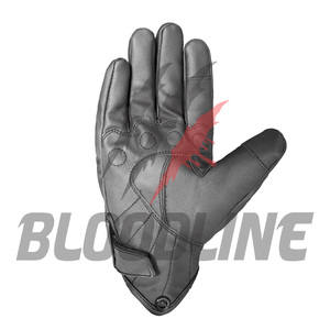 Bloodline Leather Motorcycle <b>Gloves</b> Wrist Length Breathable Unlined Sporty Style Cycling Black - Product Image 1