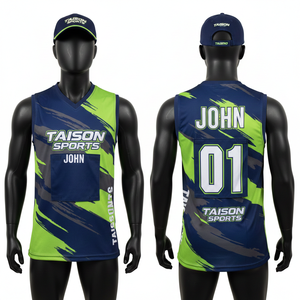 Maillot de netball pour homme au meilleur prix, 180 GSM, maille polyester premium, bleu ciel, bleu marine, jaune, panneaux brossés, logo personnalisé par sublimation - Product Image 4