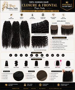 HAIR FASHION INDIA HFICH Lot de mèches de cheveux humains indiens bouclés crépus 100% vierges, tissage à double trame machine, 100GM - Product Image 1