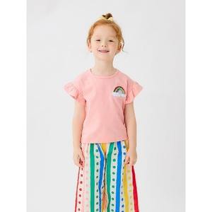 Conjunto de Ropa Coreana OZKIZ para Niñas de 2 a 7 Años, Diseño de Rayas Arcoíris de Verano, 100% Algodón, Moda Infantil al por Mayor - Product Image 1