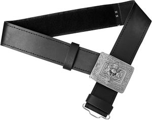 <b>Black</b> Leather Plain Scottish Highland Traditional Men's Kilt Belt Antique Buckle | THISTLE <b>ROSE</b> ENTERPRISES Model TRE Musical - Product Image 4