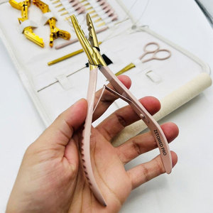 Weft Hair Extension Multi Functional Plier Tools Kit With Scissor, Comb Quick Hair Parting <b>Clips</b> Tools Loop <b>Hook</b> and C Needles - Product Image 2