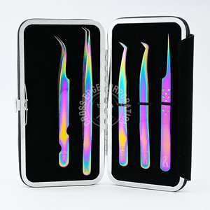 Lash Beauty Tools Stainless Steel Tweezers Eyelash Extension Kits Best Lashes Tweezers With Fiber Tip 90 Degree Volume - Product Image 1