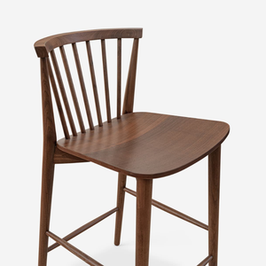 Tabouret de bar moderne en bois massif, finition noyer, pour café, restaurant, comptoir, salle à manger, mobilier minimaliste, sièges de bar - Product Image 5