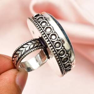 <b>Moss</b> <b>Agate</b> <b>Ring</b> Handmade Sterling Silver IGI Certified Vintage Luxury Elegant Jewelry Size 6 Gift for Women Fine Jewelry - Product Image 2