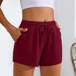 Shorts de sport taille haute pour femme, 100 % coton, coupe ample avec poches - Product Image 6