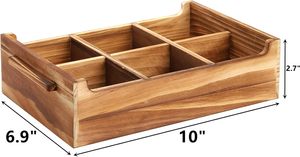 Plateau de rangement en bois pour thé, organiseur en bambou avec compartiments, présentoir de comptoir pour sachets de thé dans la cuisine ou le café - Product Image 4