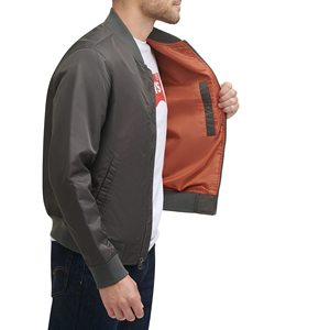 Ventes en gros de coupe-vent d'hiver personnalisés, vestes pour hommes en taille plus, vestes bomber en nylon satiné uni pour hommes - Product Image 3