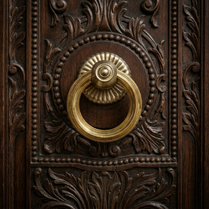 Luxury Corona Annulus Brass Door Ring Knocker | Classic Circular Antique Finish Main Door Handle for Elegant Entrance <b>Hardware</b> - Product Image 3