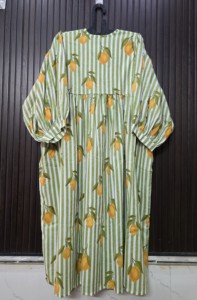 Green White Striped <b>Lemon</b> Print Cotton Cap Sleeve Tunic <b>Dress</b> Tea-Length Breathable Club <b>Dress</b> Adult Style - Product Image 6