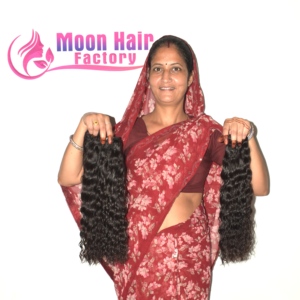 Extensiones de Cabello Remy Indio Ondulado de Punta Completa, de Una Sola Capa, con Acabado de Borde Recto, Grosor Consistente, Negro Natural, Onda Suelta - Product Image 3