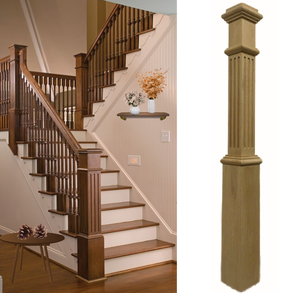Boîte de meneau d'escalier en bois massif certifiée FSC EFS 4191F, écologique, durable, installation facile, taille personnalisée, prête à la teinture et poncée - Product Image 1