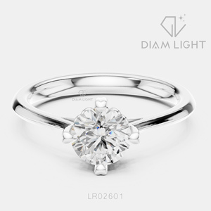 Bague de fiançailles en or blanc 14 carats avec diamant de laboratoire taille ronde, solitaire à 4 griffes, bague de mariage, bijoux fins, certifiée IGI - Product Image 1