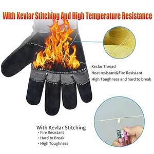 Leather Safety <b>Gloves</b> Elbow Length <b>Thermal</b> Protection Outdoor Use Winter Plain Style Unlined - Product Image 3