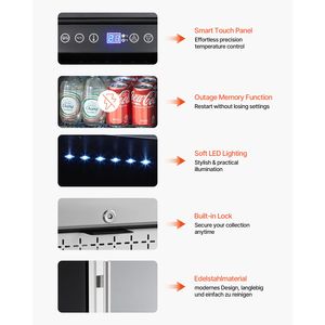 Frigorifero per Bevande da 88 Lattine, Mini Frigo con Porta in Vetro, Ripiani Regolabili e Controllo Digitale della Temperatura per Uso Esterno - Product Image 6